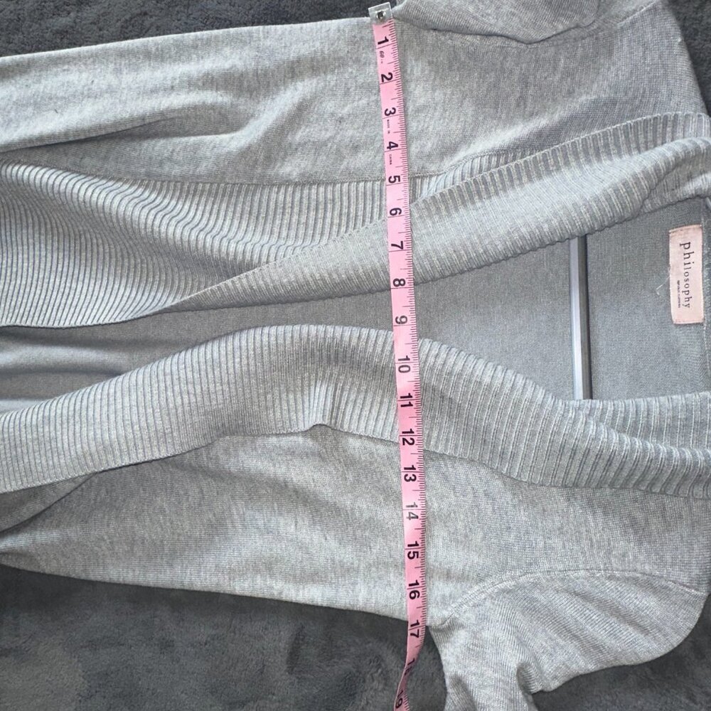 Philosophy Cowl Neck Women's Light Heathered Gray Long Sleeve Cardigan Women's M - Picture 11 of 15
